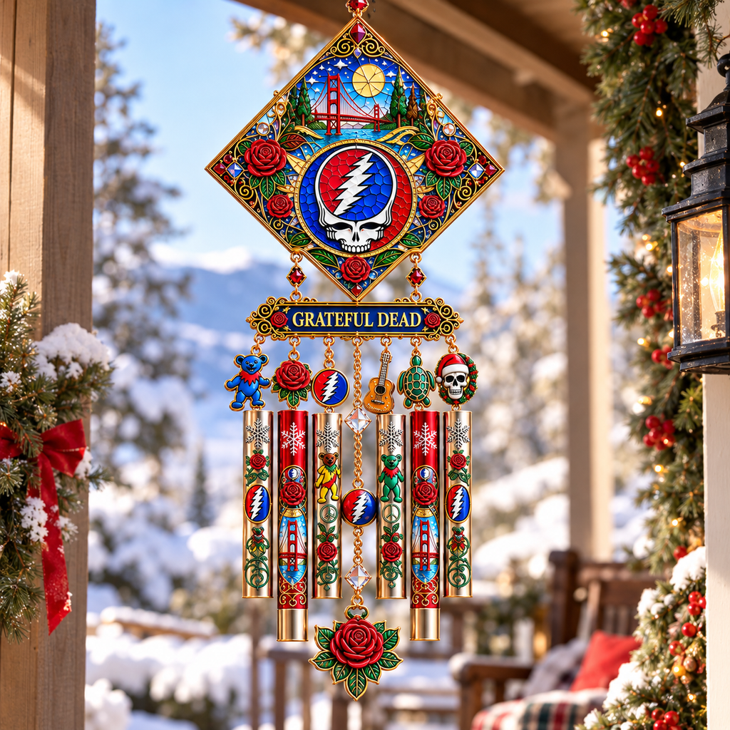 GRFD Premium Christmas Stained Glass Wind Chime NTNA
