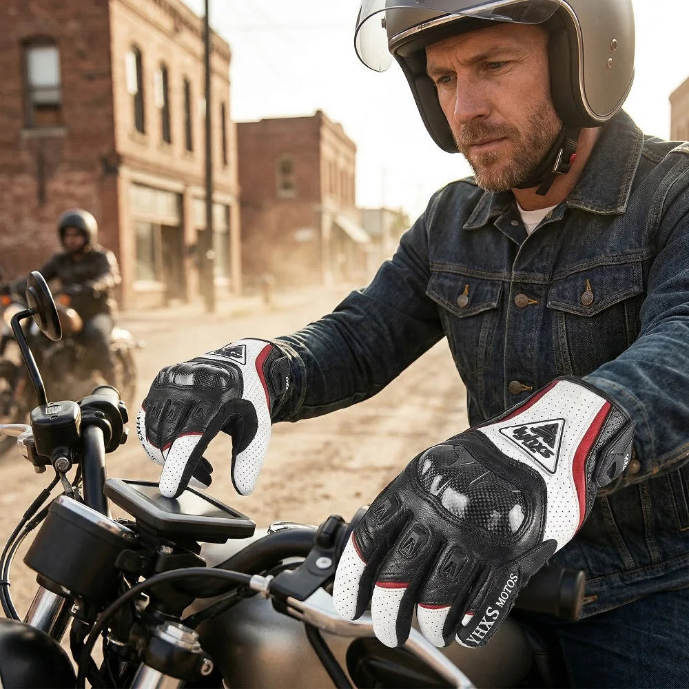 Motorcycle Racing Gloves Equipment Leather Carbon Protection Moto Cross Dirtbiker Riding Motocross Motorcyclist Cycling Glove