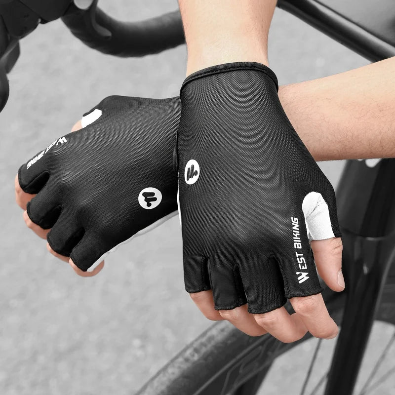 WEST BIKING Half Finger Cycling Gloves Anti-slip Flexible Shock Absorbing Breathable Quick Dry Bike Gloves Summer Outdoor Sports