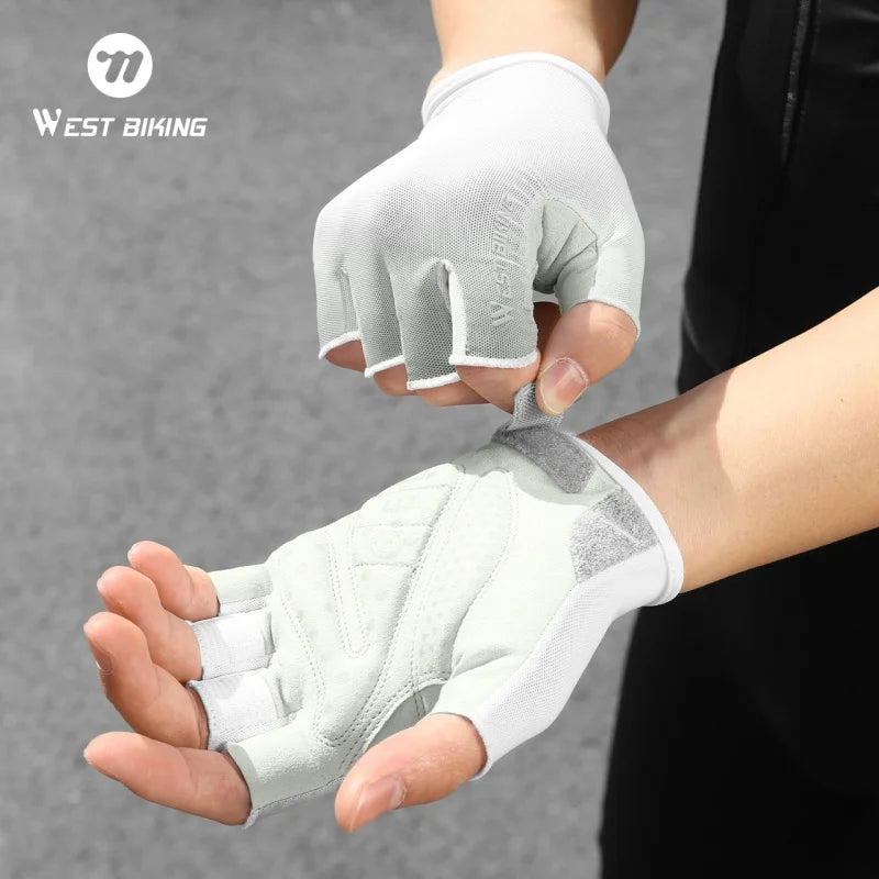 WEST BIKING Half Finger Cycling Gloves Anti-slip Flexible Shock Absorbing Breathable Quick Dry Bike Gloves Summer Outdoor Sports